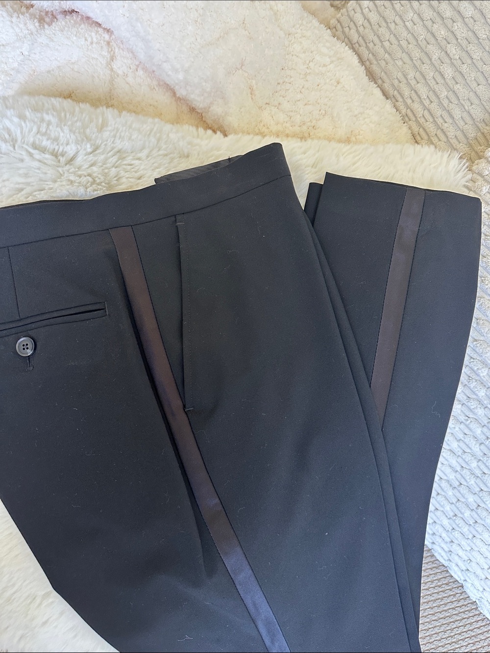 JF J. Ferrar Black Men's Dress Pants with Satin Side Stripe. NWOT. Never Worn